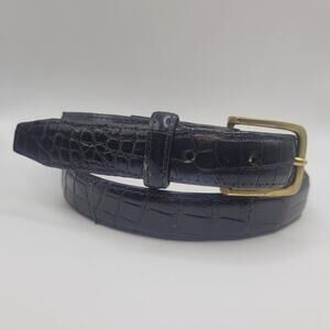Brooks Brothers Belt 32 Black Alligator Leather Brass Buckle Handmade USA Dress